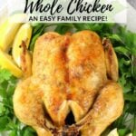 A Pinterest pin of the Instant Pot Whole Chicken Recipe.