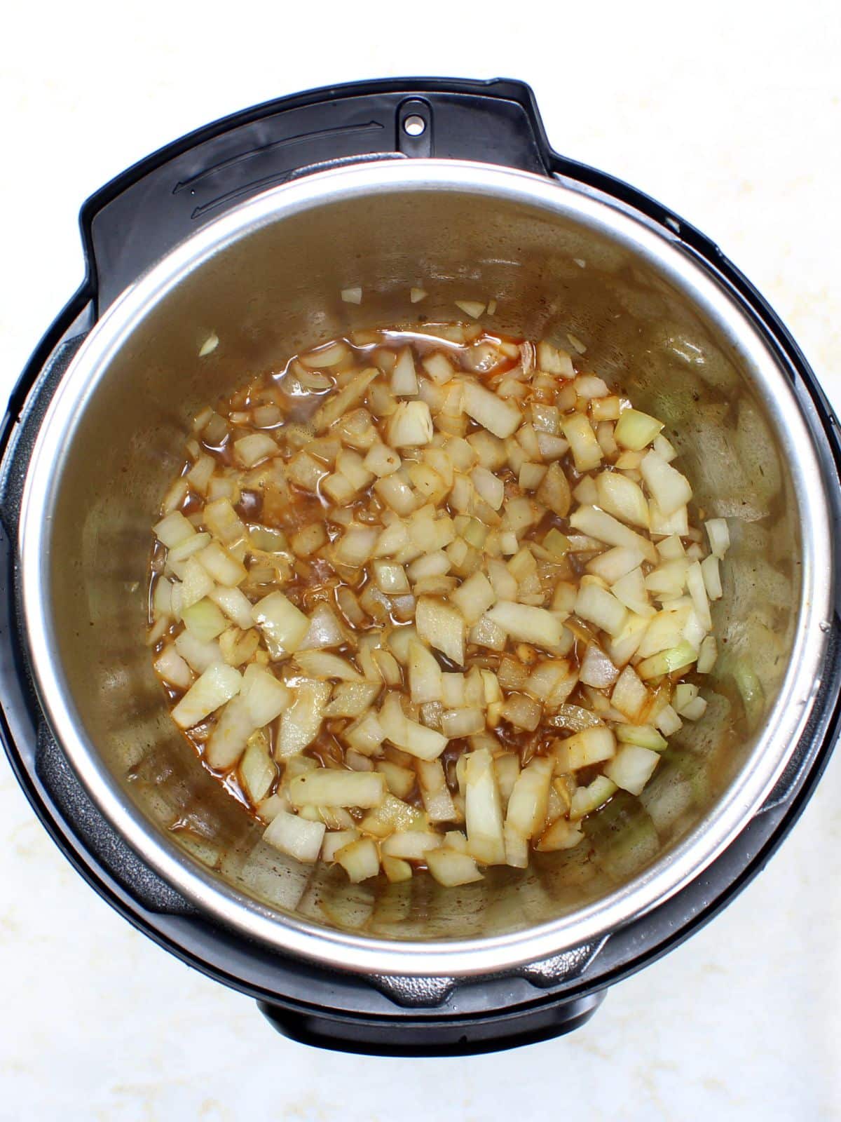 Sautéing onions in the instant pot.