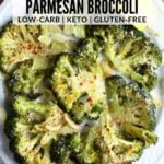 A platter with roasted parmesan broccoli.