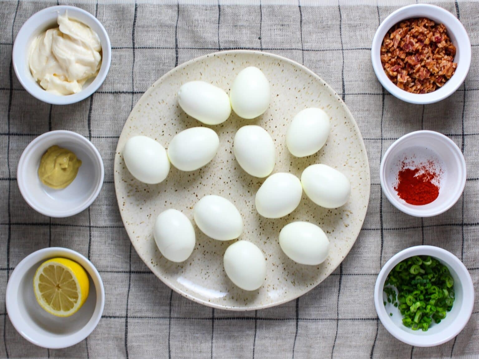 All the ingredients for the egg recipe.