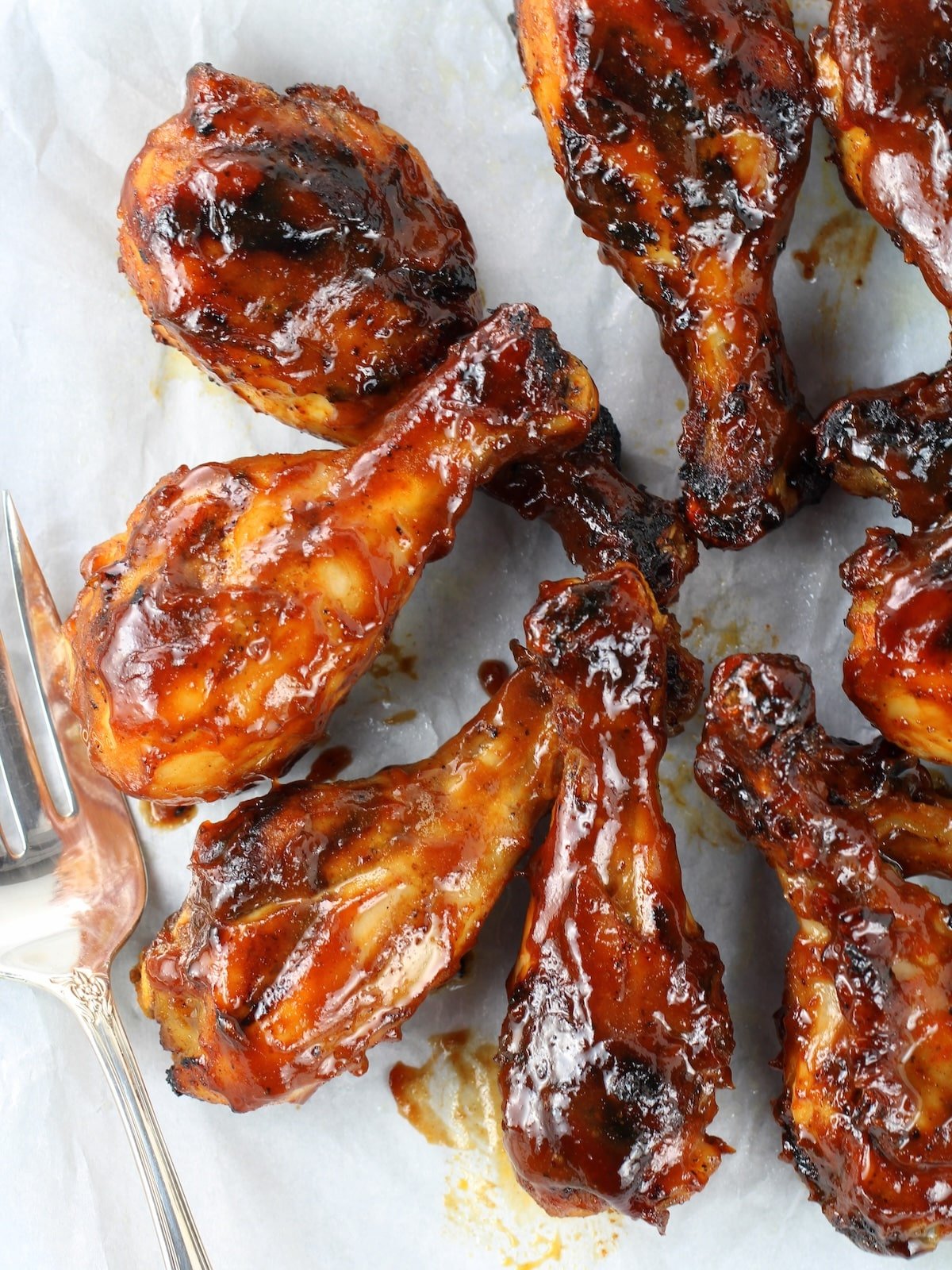 BBQ Marinated Chicken Legs Barbecue Chicken Legs on a platter.
