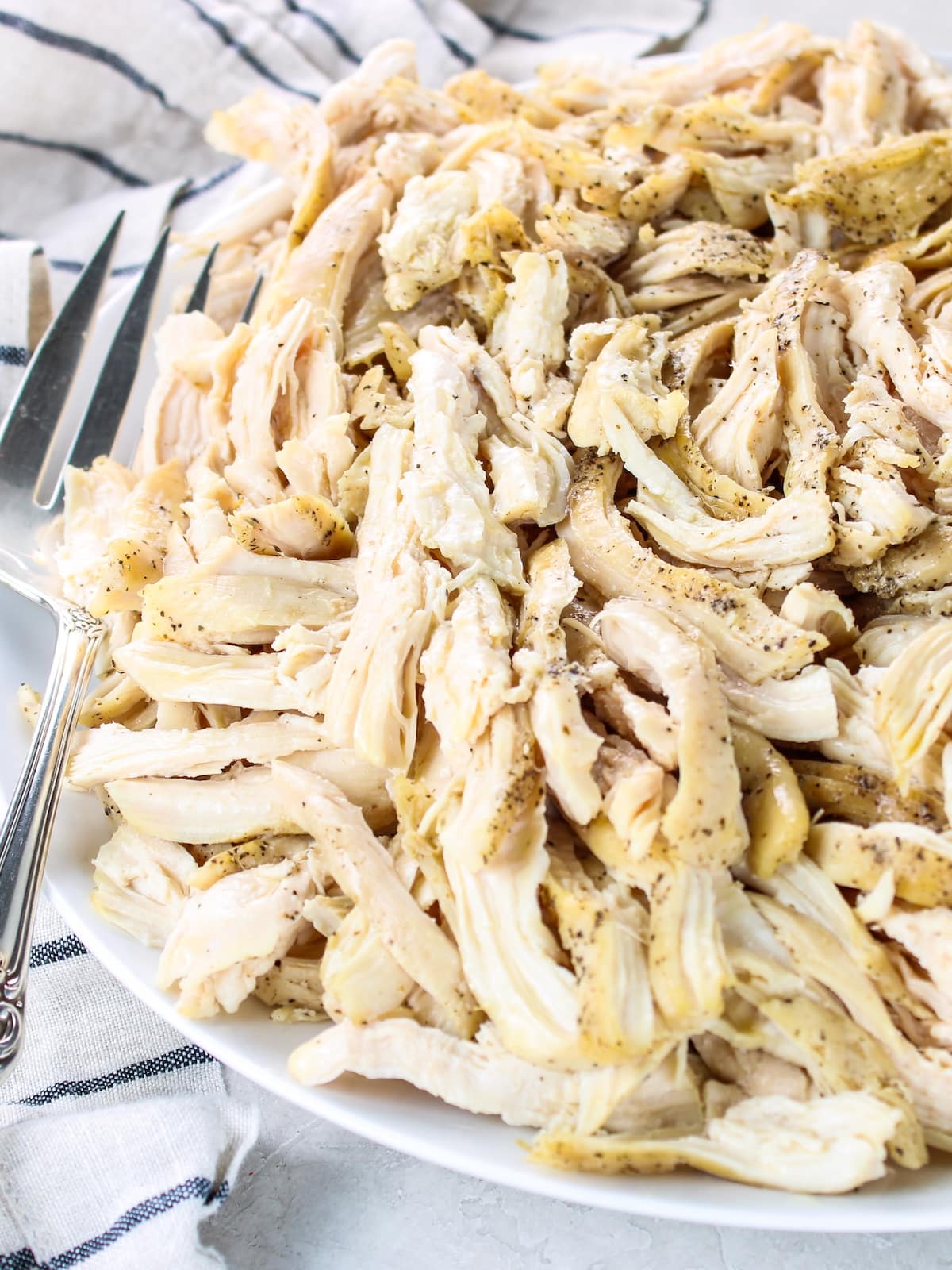 Easy Shredded Chicken Recipe - chicken pulled and ready to eat.