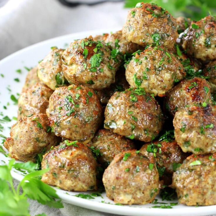 Baked Turkey Meatballs (Meal Prep Recipe) on a plate.